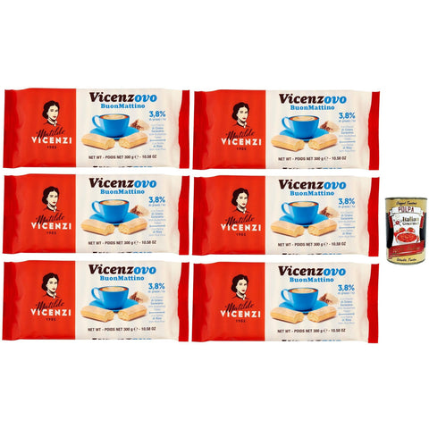 Matilde Vicenzi - Savoiardi Vicenzovo Buon Mattino Traditionelle einfache und leichte Kekse hFrühstückskekse 6x300 g italienisch Original + kostenlos polpa 400 g