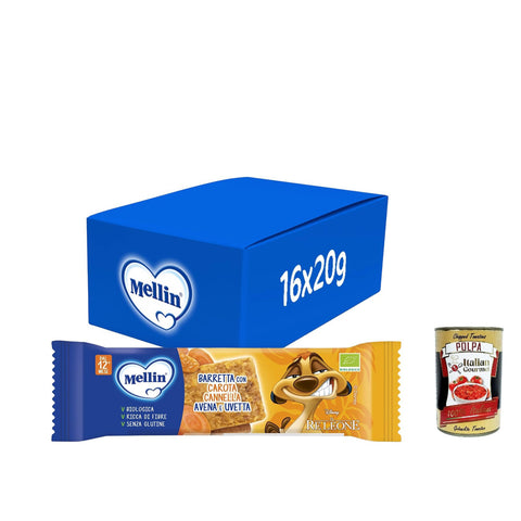 Mellin Barretta, gusto carote, cannella, avena e uvetta, senza glutine, dal 12 mese. 16x 20 g italienisch Original