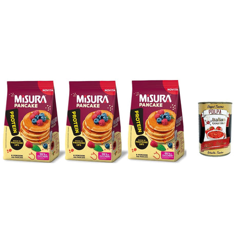 Misura Protein Pancake, Proteinreiche Pfannkuchen, 3x 200 g Packung, Jede Packung enthält 8 Einzelportionen, zum Verzehr bereit italienisch Original