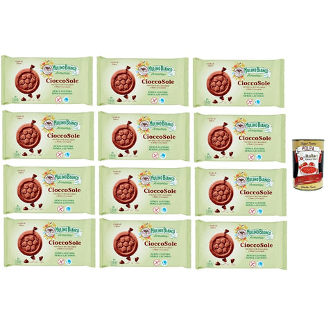 Mlino Bianco Armonia Cioccosole Gluten- und laktosefreie Schokoladenkekse mit Reis 12x250 g italienisch Original + kostenlos polpa 400 g