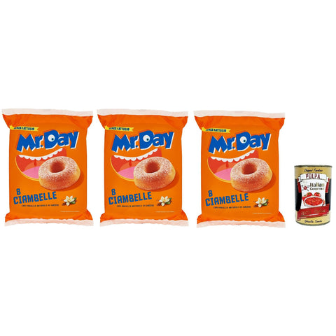 MR. DAY Mr.Day Ciambelle mit natürlicher Vanille aus Beeren, laktosefreier und palmölfreier Snack 3x320g Original italienisch Gebäck