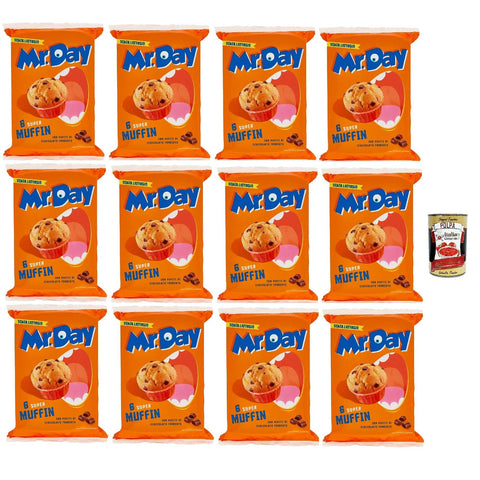Mr.Day Muffins Super mit dunklen Schokoladenstückchen, laktosefreier und palmölfreier Snack, ideal zum Frühstück, Snack oder kuchen, 12x 300 gr Original italienisch inkl. Italian Gourmet plpa 400g