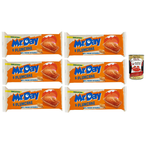 Mr.day Plumcake Integrale mit 100% Vollkornmehl, laktosefreier und palmölfreier Snack, ideal zum Frühstück, Snack oder Kuchen, 6x 190 gr italienisch Original