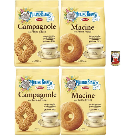 Mulino Bianco Biscotti Frollini Campagnole, Frühstück voller Geschmack, 2x700 g & Biscotti Frollini Macine Kekse mit frischer Sahne, Frühstück voller Geschmack
