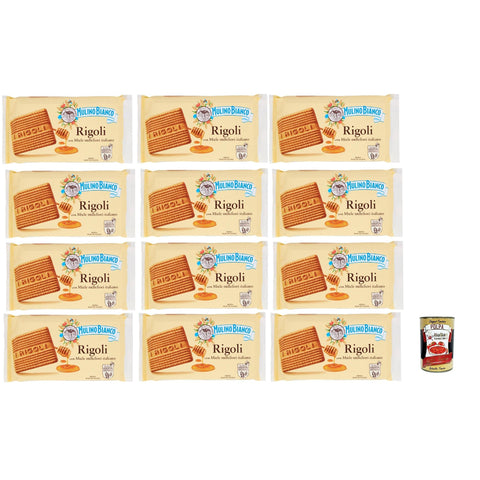 Mulino Bianco Rigoli Biscotti con Miele Millefiori Italiano Kekse mit italienischem Millefiori-Honig 12x400 g italienisch Original + kostenlos polpa 400 g