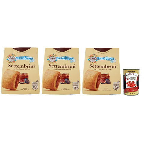 Mulino Bianco Settembrini Biscotti con Confettura di Fichi, Kekse mit Feigenmarmelade, biscuits, cookies, 3x300 g italienisch Original + kostenlos polpa 400 g