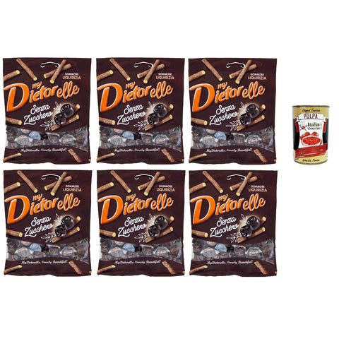 My Dietorelle Caramelle Gommose al Gusto di Liquirizia Gummibonbonbons mit dem Geschmack von Süßholz 100% vegan Zucker ohne glutenfrei 6x70 g italienisch