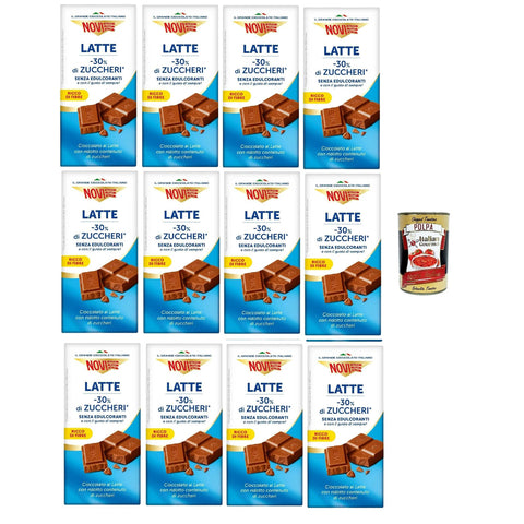 Novi Tavoletta di cioccolato al Latte con -30% di zuccheri Milchschokoladen -Riegel mit -30% Zucker chocolate bar 12x100 g italienisch Original Pastasauce +