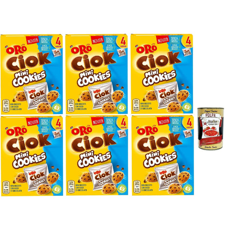 Oro Ciok Mini -Kekse füllen Milchschokoladenchips einfacher und köstlicher natürliche Faserquelle (4 Einzelpotten von ) 6x160 g 40 g italienisch Original +