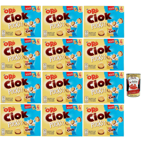 Oro Ciok Pocket Mini -Kekse mit leckerer Milchschokoladencreme einfacher und köstlicher natürliche Faserquelle (4 Einzelpotten von ) 12x140 g 40 g italienisch