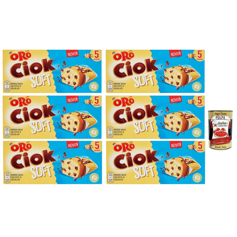 Oro Ciok Soft Weicher mit knusprigen Schokoladenstückchen einfacher und köstlicher Kuchen natürliche Ballaststoffquelle 6x150 italienisch Original Gebäck +