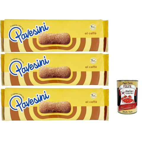 Pavesi Pavesini al Caffe' Biscotto Leggero per Colazione o Merenda Leichter Keks mit Kaffee zum Frühstück oder 3x200 g italienisch Original Kekse + kostenlos polpa