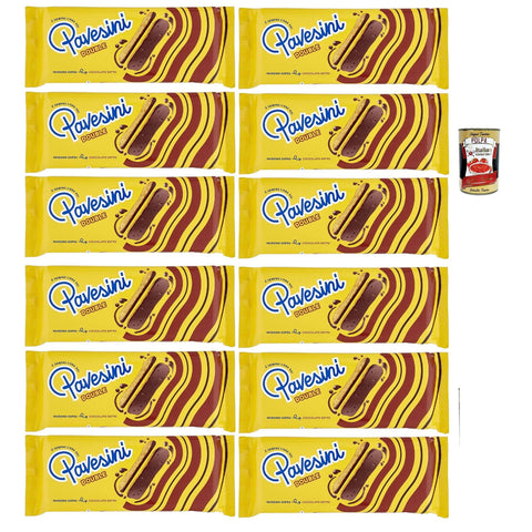Pavesi Pavesini Double, Snack Croccante con Cioccolato Fondente, Knuspriger Snack mit dunkler Schokolade, leichter Snack, 12x 60 g italienisch Original