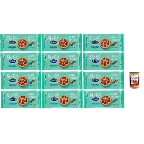 Riso Scotti Si con Riso, Crostatina Cacao, Kuchen Kekse mit laktosefreier Schokoladencreme, ideal zum Frühstück, ohne Palmöl, ohne Milchproteine, 12x 144 gr italienisch Original