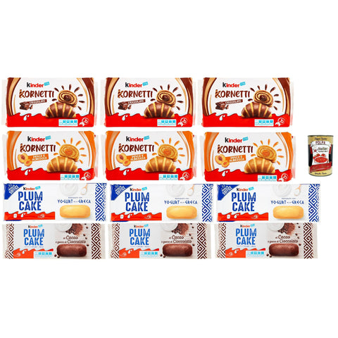 Kinder Testpaket, Croissant neu Kuchen Kornetti Kakao und Apikose Plumcake kakao und Yougurt 1 Stk Original italienisch Gebäck