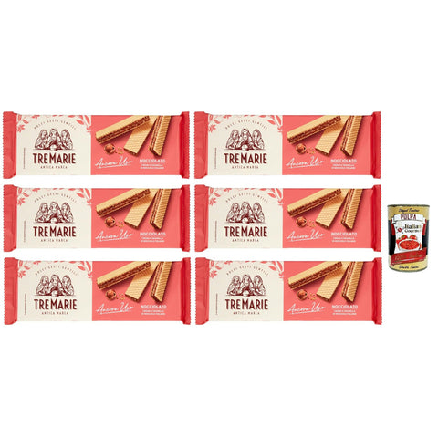 Tre Marie Ancora Uno Wafer Nocciolato Waffel gefüllt mit Haselnusscreme und gehackte Haselnüsse 6x140g Original italienisch Gebäck