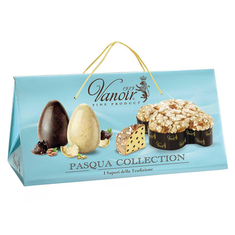 VANOIR Pasqua Collection Geschenkset Osterspezialitäten mit Schokoladeneiern und Colomba Weiße Schokolade mit Pistazien italienisch Original