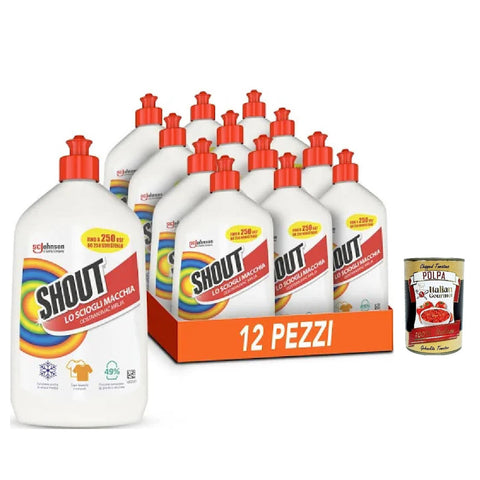 Shout Scioglimacchia Liquido, Smacchiatore Bucato Tripla Azione, Fleckenentferner für die Wäsche, sicher für weiße und bunte Wäsche, 12 Stück à 500 ml italienisch Original