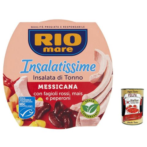 Rio Mare Tonno Insalatissime Messicana Thunfisch rote Bohnen Mais & Paprika 3x italienisch Original Pastasauce + kostenlos polpa 400 g