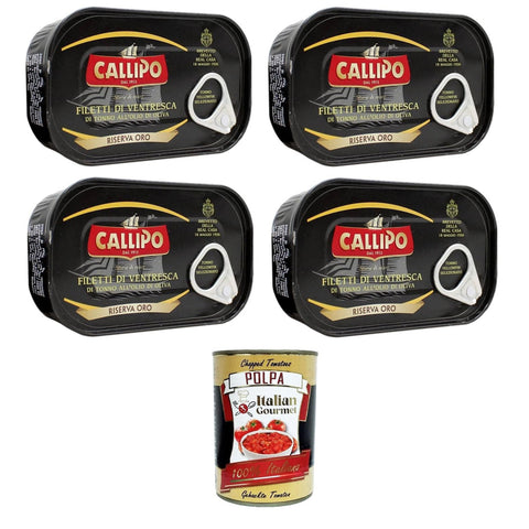 Callipo Filetti di Ventresca di Tonno all'olio di oliva Thunfischbauchfilets in Olivenöl 4x125 gr italienisch Original