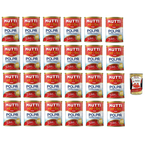 Mutti polpa di Pomodoro Tomatenpulpe Tomaten sauce 100% Italienisch dose 400 g 24x italienisch Original Pastasauce + kostenlos Polpa