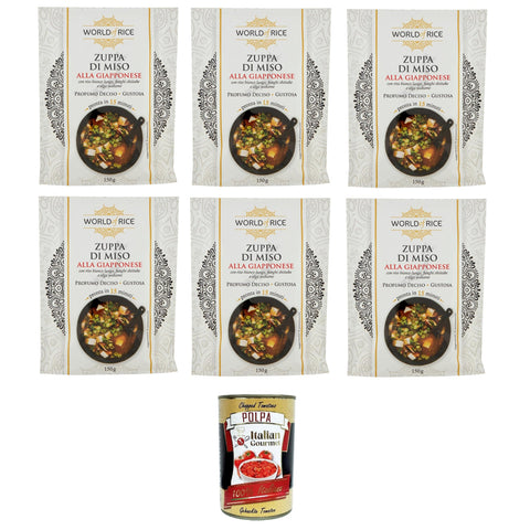 World of Rice Zuppa di Miso alla Giapponese, Japanische Miso Suppe, 6x150 g Tütensuppen italienisch Original