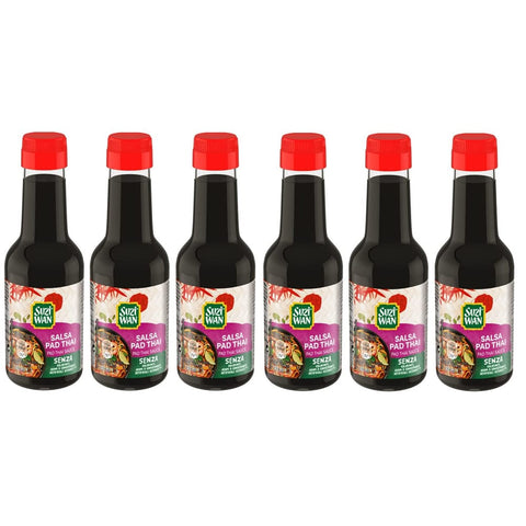 6x Suzi Wan Salsa Pad-Thai-Sauce, Glasflasche 143 ml + Kostenlose Italian Gourmet Polpa di Pomodoro 400 g Dose italienisch Original