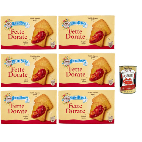 Mulino Bianco Fette Biscottate Dorate, Frühstückskekse, Zwieback kekse gebackenem Brot 6x 630 g italienisch Original