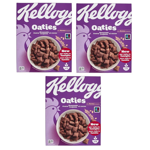 Kellogg Company Kaltes Müsli 3x Kellogg's Oaties Avena Croccante al cacao Knusprige Kakao-Haferflocken 360 g 5059319035802