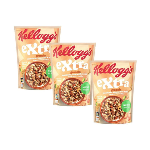 3x Kellogg's Extra Granola mit Mandeln, Cashewnüssen und Samen, 375 g