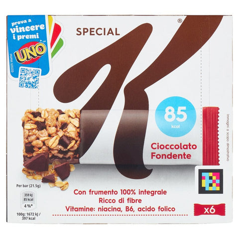 Kellogg's Kaltes Müsli Kellogg's Special K barrette al Cioccolato Fondente Zartbitterschokoladenriegel 6 x 21,5 g italienisch Original 5050083172281