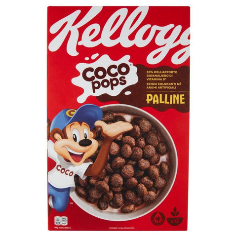 Kelloggs Kaltes Müsli Kelloggs Coco Pops Palline, nuspriges Schokoladenmüsli 365g 6x Original italienisch 5053827203524