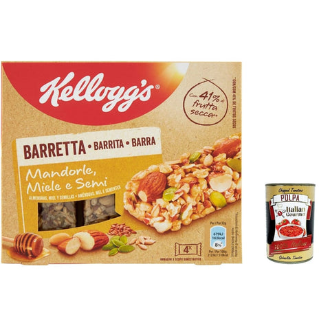Kelloggs Müsliriegel Kelloggs Barretta Kellogg’s Mandorle Miele e Semi, Müsliriegel mit Honig und Samen Mandeln 10x 128g inkl. Italian Gourmet polpa 400g Original italienisch 5053827162029