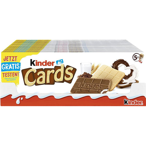 Kinder Cards - 20 Einzelpackungen mit je 10 knusprigen Waffeln cremiger Milch- und Kakaofüllung und Kekswaffel mit kinder-Schokolade-Geschmack italienisch