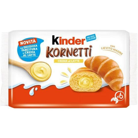 Kinder Kekse Kinder Kornetti Crema al Latte Croissant mit Milchcremefüllung 4x 270g italienisch Original 8000500457672