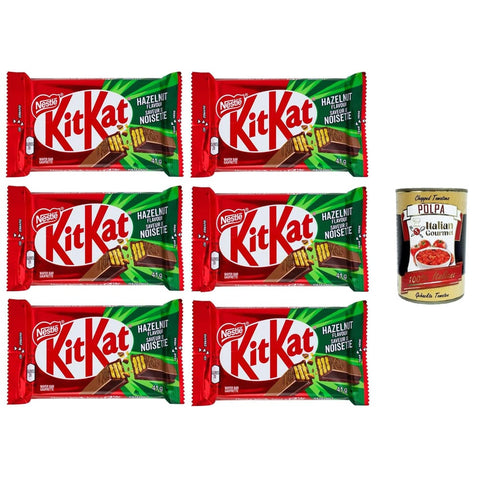 KITKAT Riegel KITKAT Hazelnut Wafer ricoperto di Cioccolato al Latte al gusto Nocciola Haselnusswaffel, überzogen mit Milchschokolade mit Haselnussgeschmack, 6 x 41,5 g Original italienisch inkl. Italian Gourmet Polpa 400g 0