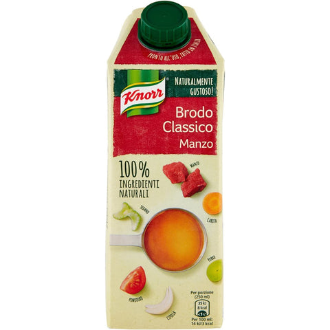 Knorr Brodo Manzo flüssige Rinderbrühe 100% natürliche Zutaten Gluten-frei brik 750ml 6x Original italienisch