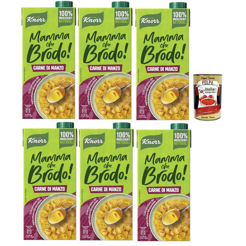 Knorr Brühe Knorr Mamma Che Brodo! Rindfleisch Bereitsbrühe 100% natürliche Zutaten, glutenfrei, Laktose und Farbstoffen, mit nachhaltigem Landwirtschaftsgemüse 1 l italienisch Original 8032804040014