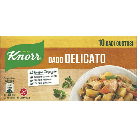 Knorr Delicato dado brodo Suppenwürfel Brühe sanft reich an Geschmack 10 pz Original italienisch