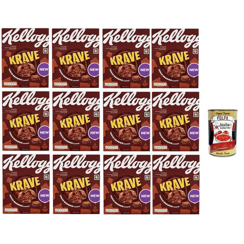 Krave choco Snack Kuchen & Backwaren Krave choco brownie Gemischte Cerealien Bündel mit Schokoladenfüllung mit brownie Geschmack und Vitaminzusatz Packung 12x375 g italienisch Original Müsli + 8032804040014