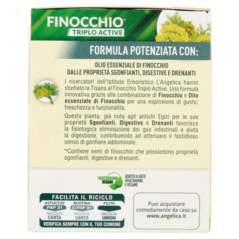 L'angelica Kräutertee 10x L' Angelica Le Tisane Finocchio Triplo Active Fencheltee zur Linderung von Blähungen und zur Förderung der Verdauung 18 Filtri 36 g