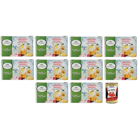 L'angelica Kräutertee L'angelica L' Angelica Tisana Drenante Anticell Kalter Kräutertee,mit den Zitrusnoten von Grapefruit und den süßen Noten von Ananas und Kirsche 18 Filter 10x Original italienisch inkl. Italian Gourmet Polpa di Pomodoro 400g Dose 8017331065785