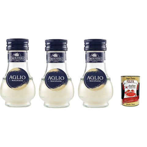 La Drogeria 1980 La Drogheria, Aglio Macinato, Gemahlener Knoblauch, scharfes Aroma, Geschmack für erste Kurse, sautiert und Saucen, 3x 35 Gr italienisch Original