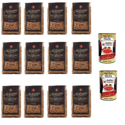 PASTA La Molisana Integrale, Vollkornnudeln Fusilli n.28 Kurze Nudeln, NUR italienischer Weizen 12x500g Original italienisch Pasta