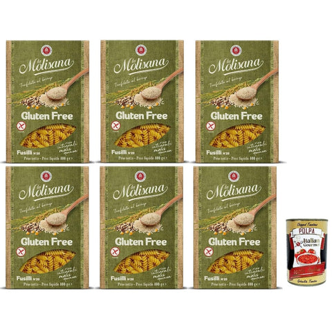 La Molisana Kurze Pasta La Molisana, Fusilli n. 28 Senza Glutine, Nudeln Gluten -freie Pasta und Bronzezeichnung mit Vollreis, Mais und Quinoa, Kochzeit 10 Minuten, 6x400 g italienisch 8032804040014