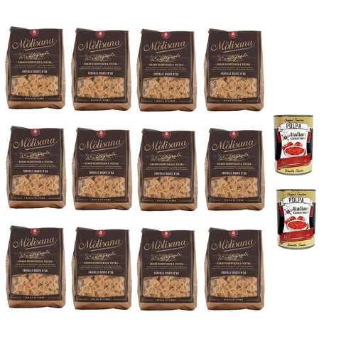 La Molisana Kurze Pasta La Molisana Pasta Integrale, Vollkornnudeln Farfalle Rigate n.66 Kurze Nudeln, NUR italienischer Weizen - 500g 12x Original italienisch inkl. 2x Italian Gourmet Polpa 400g 8004690616604