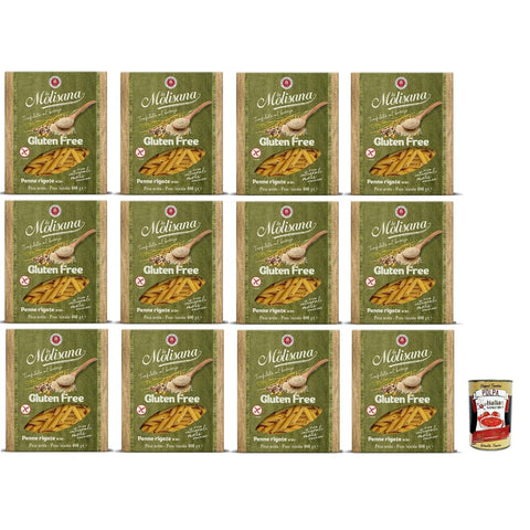 La Molisana Kurze Pasta La Molisana Penne Rigate n. 20 Senza Glutine, Nudeln Gluten -freie Pasta und Bronzezeichnung mit Vollreis, Mais und Quinoa, Kochzeit 10 Minuten, 12x 400 g Original italienisch inkl. Italian Gourmet Polpa 400g 8032804040014