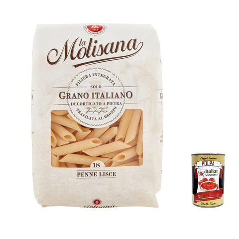 La Molisana Penne Lisc N. 18 Pasta Lenta Lavorazione Teigwaren aus Hartweizengrieß Bronze Zeichnung 500 g italienisch Original
