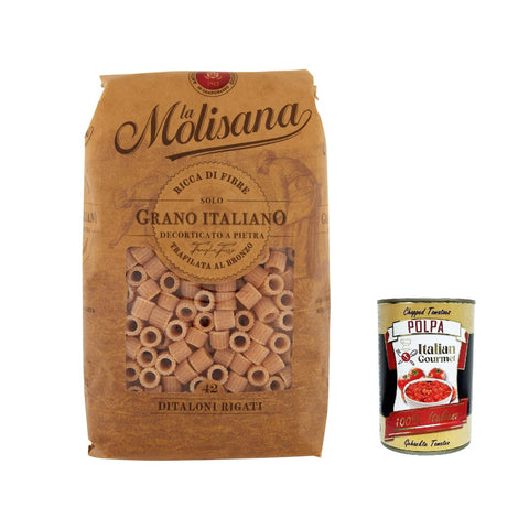 La Molisana Pasta Ditaloni Rigat n.42 Integrale Vollkornnudeln Kurze Nudeln, NUR italienischer Weizen 500 g italienisch Original