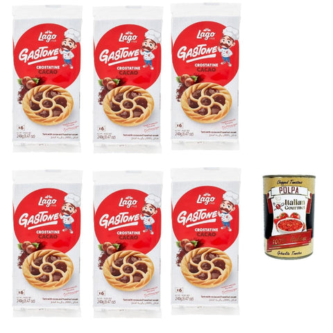 Lago Desserts Lago Gastone Crostatina al Cacao, Kakao Tarte, 6x 240 g Packung, Jede Packung enthält 6 Snacks à 40 g italienisch Original 8004800034229